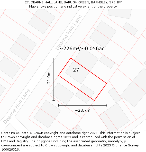 27, DEARNE HALL LANE, BARUGH GREEN, BARNSLEY, S75 1FY: Plot and title map