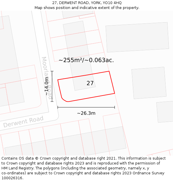 27, DERWENT ROAD, YORK, YO10 4HQ: Plot and title map