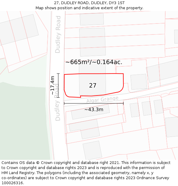 27, DUDLEY ROAD, DUDLEY, DY3 1ST: Plot and title map