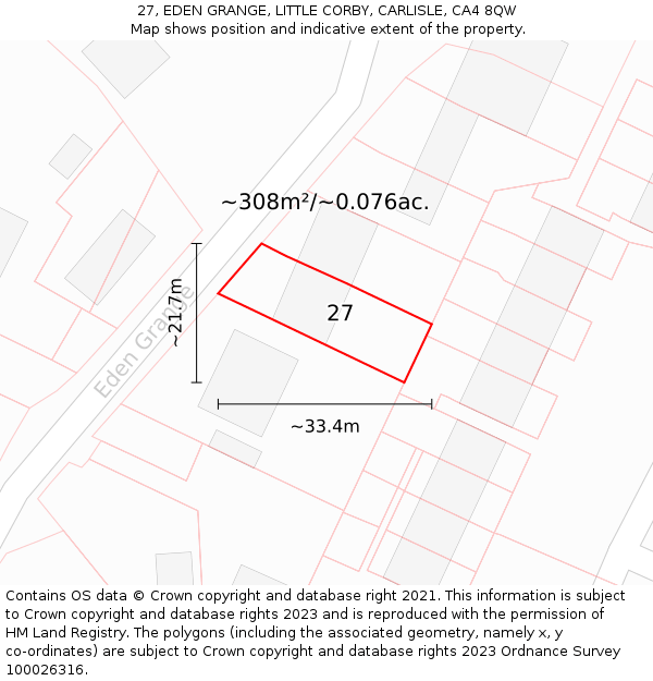 27, EDEN GRANGE, LITTLE CORBY, CARLISLE, CA4 8QW: Plot and title map