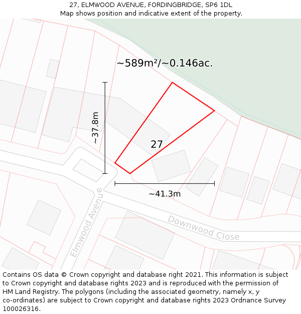 27, ELMWOOD AVENUE, FORDINGBRIDGE, SP6 1DL: Plot and title map