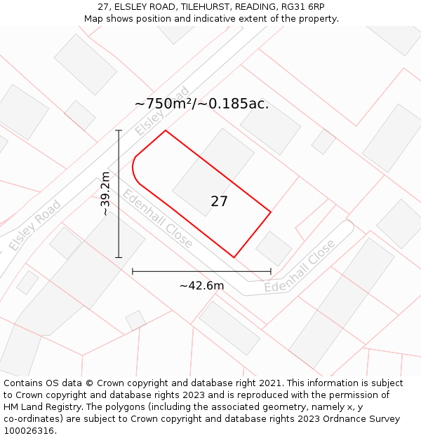 27, ELSLEY ROAD, TILEHURST, READING, RG31 6RP: Plot and title map