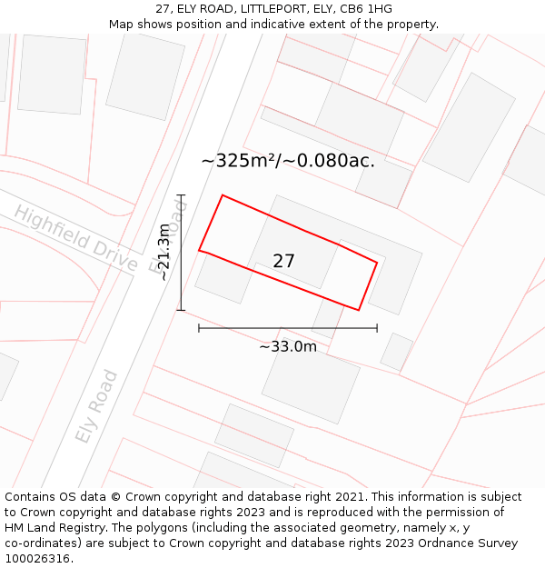 27, ELY ROAD, LITTLEPORT, ELY, CB6 1HG: Plot and title map