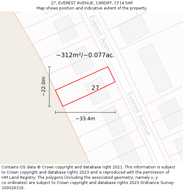 27, EVEREST AVENUE, CARDIFF, CF14 5AP: Plot and title map