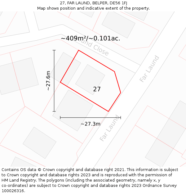 27, FAR LAUND, BELPER, DE56 1FJ: Plot and title map