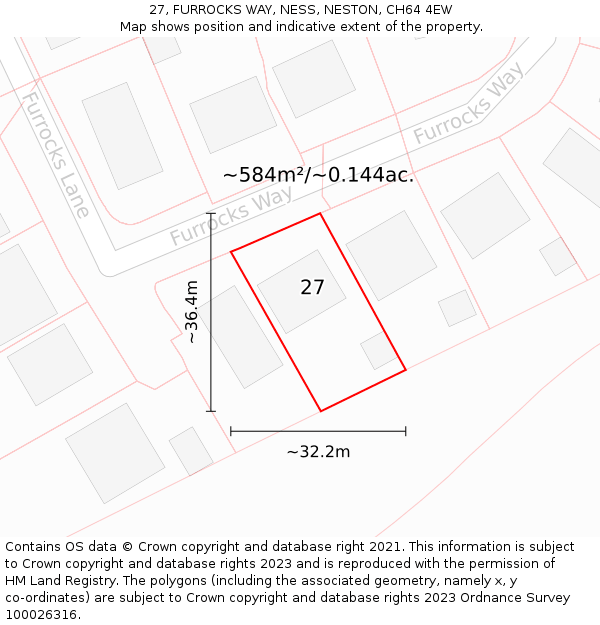 27, FURROCKS WAY, NESS, NESTON, CH64 4EW: Plot and title map