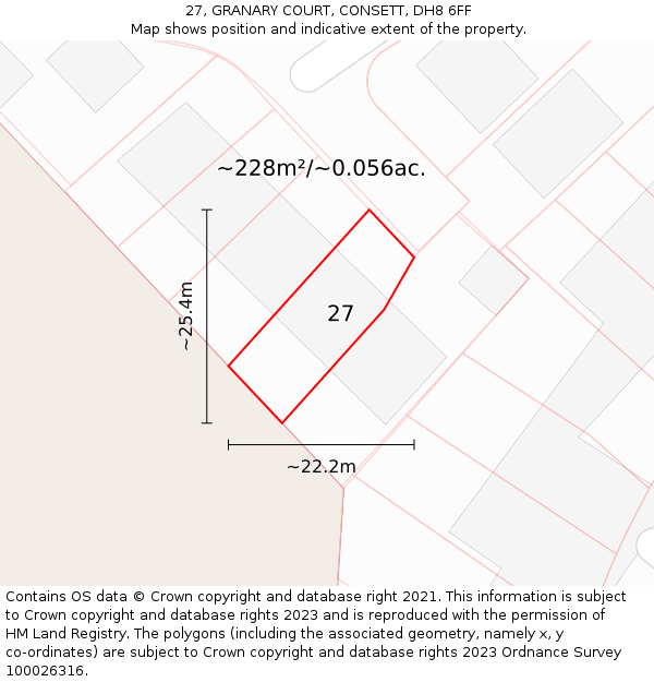 27, GRANARY COURT, CONSETT, DH8 6FF: Plot and title map