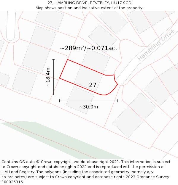 27, HAMBLING DRIVE, BEVERLEY, HU17 9GD: Plot and title map