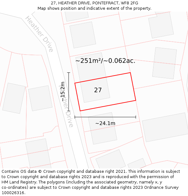 27, HEATHER DRIVE, PONTEFRACT, WF8 2FG: Plot and title map