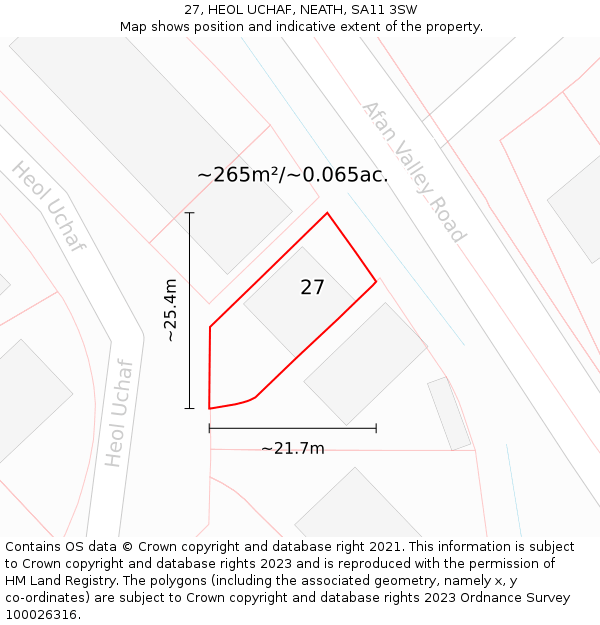 27, HEOL UCHAF, NEATH, SA11 3SW: Plot and title map