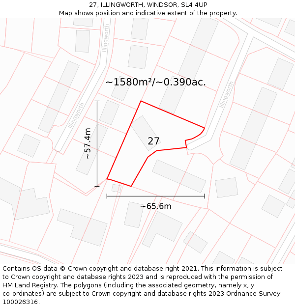 27, ILLINGWORTH, WINDSOR, SL4 4UP: Plot and title map