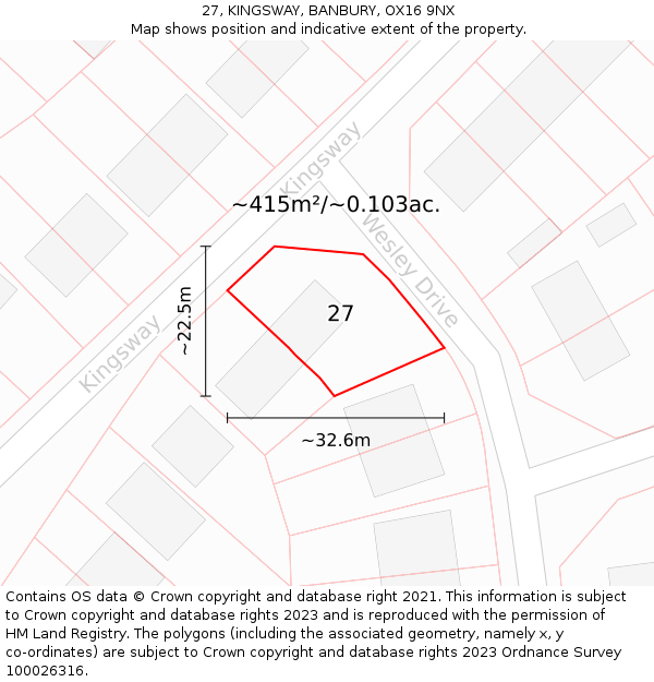 27, KINGSWAY, BANBURY, OX16 9NX: Plot and title map