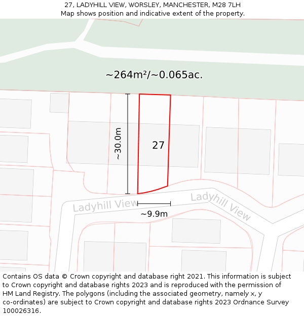 27, LADYHILL VIEW, WORSLEY, MANCHESTER, M28 7LH: Plot and title map