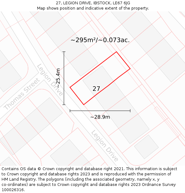 27, LEGION DRIVE, IBSTOCK, LE67 6JG: Plot and title map