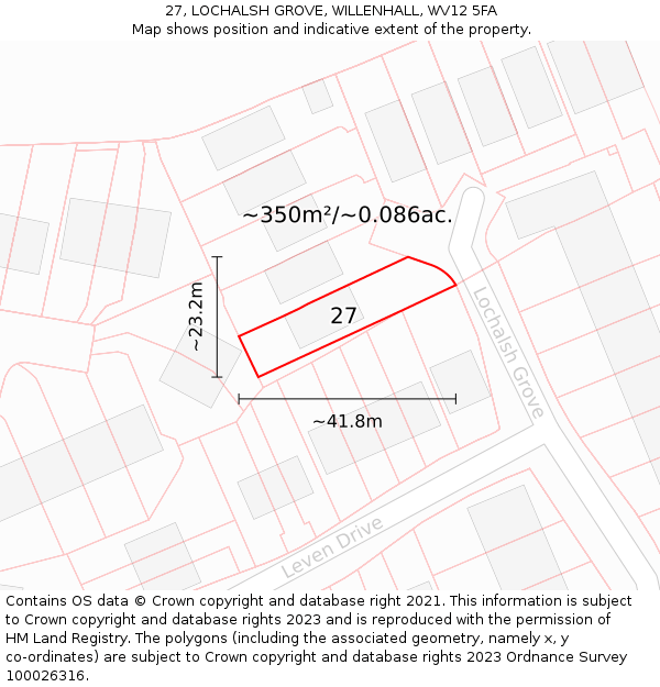 27, LOCHALSH GROVE, WILLENHALL, WV12 5FA: Plot and title map
