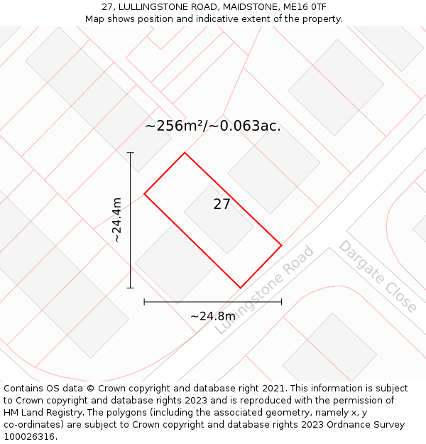 27, LULLINGSTONE ROAD, MAIDSTONE, ME16 0TF: Plot and title map