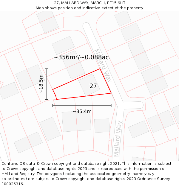 27, MALLARD WAY, MARCH, PE15 9HT: Plot and title map