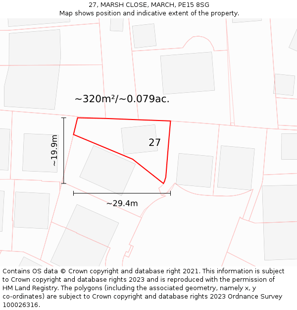 27, MARSH CLOSE, MARCH, PE15 8SG: Plot and title map