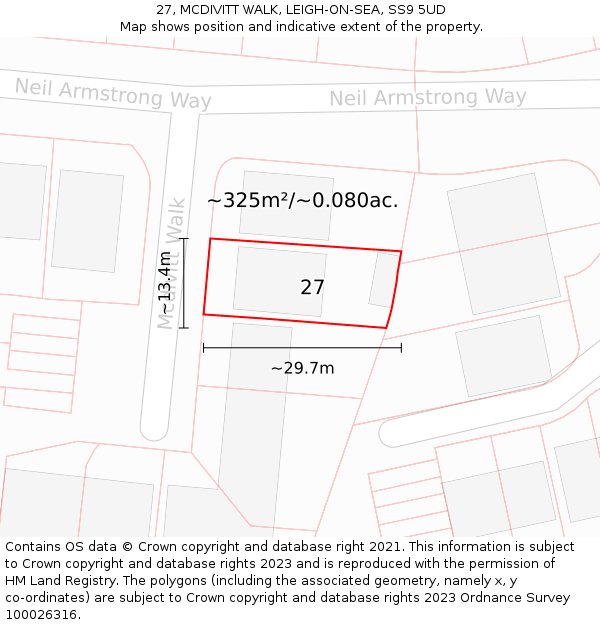 27, MCDIVITT WALK, LEIGH-ON-SEA, SS9 5UD: Plot and title map