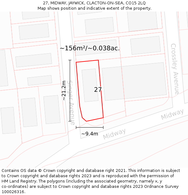 27, MIDWAY, JAYWICK, CLACTON-ON-SEA, CO15 2LQ: Plot and title map