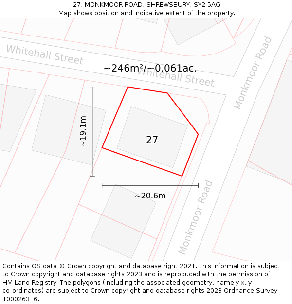 27, MONKMOOR ROAD, SHREWSBURY, SY2 5AG: Plot and title map