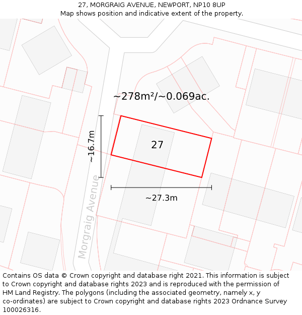 27, MORGRAIG AVENUE, NEWPORT, NP10 8UP: Plot and title map