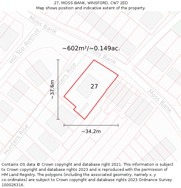 27, MOSS BANK, WINSFORD, CW7 2ED: Plot and title map