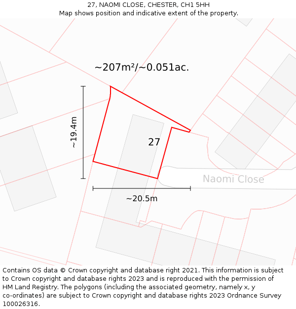 27, NAOMI CLOSE, CHESTER, CH1 5HH: Plot and title map