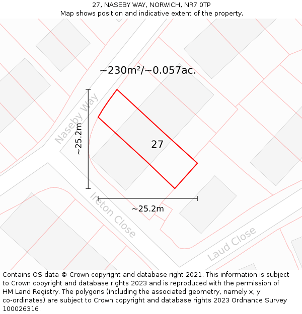 27, NASEBY WAY, NORWICH, NR7 0TP: Plot and title map
