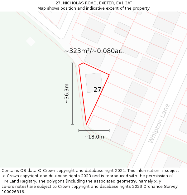 27, NICHOLAS ROAD, EXETER, EX1 3AT: Plot and title map