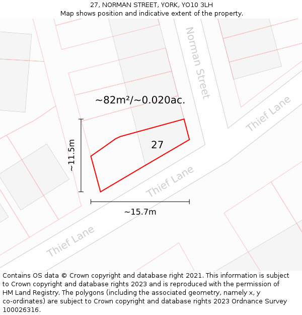 27, NORMAN STREET, YORK, YO10 3LH: Plot and title map