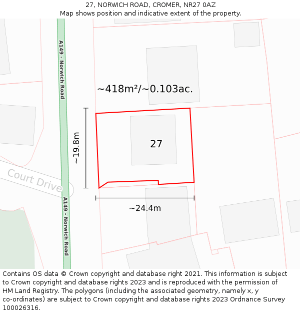 27, NORWICH ROAD, CROMER, NR27 0AZ: Plot and title map