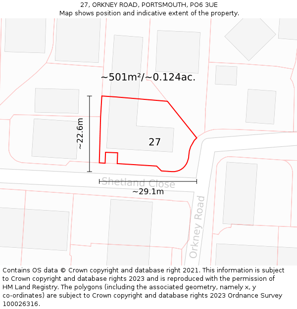 27, ORKNEY ROAD, PORTSMOUTH, PO6 3UE: Plot and title map