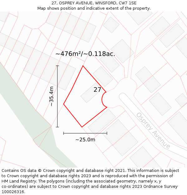 27, OSPREY AVENUE, WINSFORD, CW7 1SE: Plot and title map