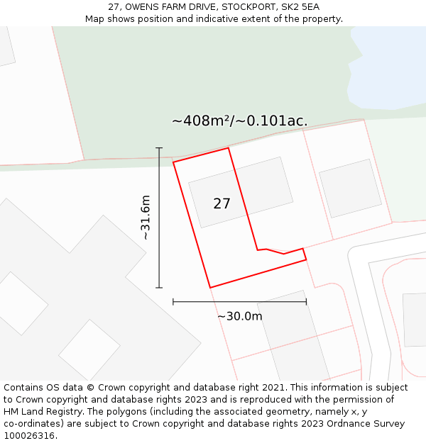 27, OWENS FARM DRIVE, STOCKPORT, SK2 5EA: Plot and title map