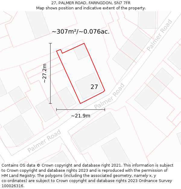 27, PALMER ROAD, FARINGDON, SN7 7FR: Plot and title map