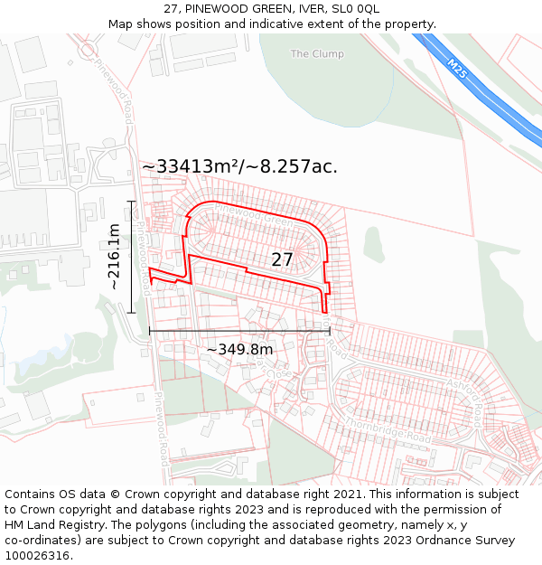 27, PINEWOOD GREEN, IVER, SL0 0QL: Plot and title map