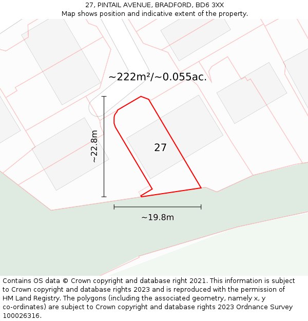 27, PINTAIL AVENUE, BRADFORD, BD6 3XX: Plot and title map
