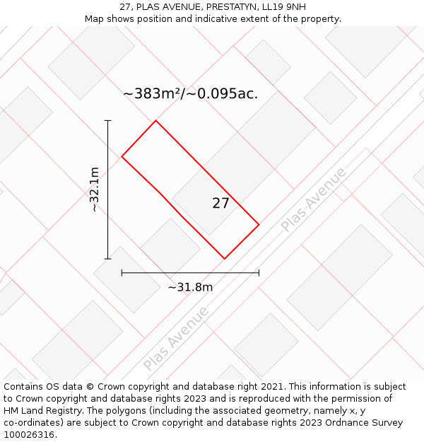 27, PLAS AVENUE, PRESTATYN, LL19 9NH: Plot and title map