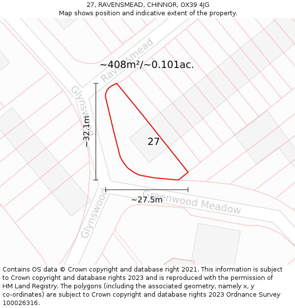 27, RAVENSMEAD, CHINNOR, OX39 4JG: Plot and title map