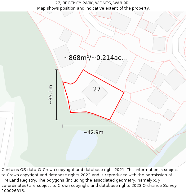 27, REGENCY PARK, WIDNES, WA8 9PH: Plot and title map