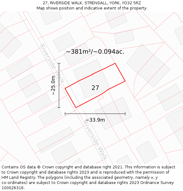 27, RIVERSIDE WALK, STRENSALL, YORK, YO32 5RZ: Plot and title map