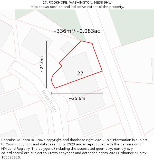 27, ROOKHOPE, WASHINGTON, NE38 9HW: Plot and title map