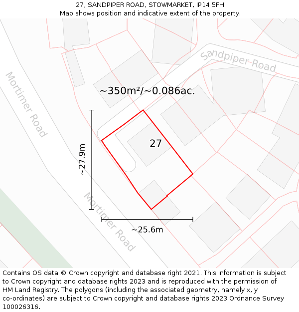27, SANDPIPER ROAD, STOWMARKET, IP14 5FH: Plot and title map