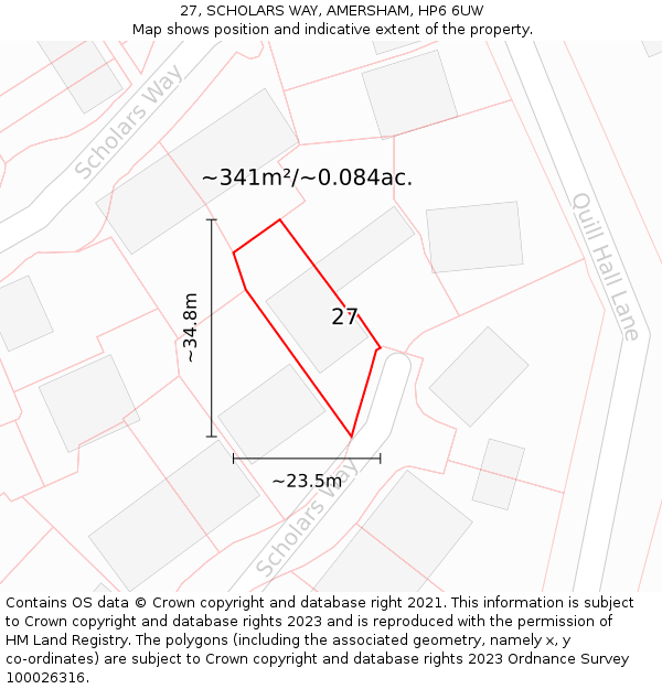 27, SCHOLARS WAY, AMERSHAM, HP6 6UW: Plot and title map