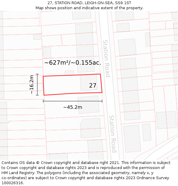 27, STATION ROAD, LEIGH-ON-SEA, SS9 1ST: Plot and title map