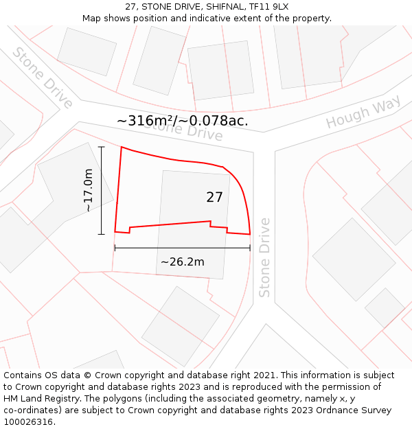 27, STONE DRIVE, SHIFNAL, TF11 9LX: Plot and title map