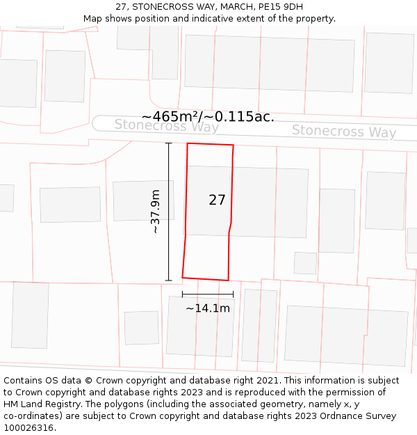 27, STONECROSS WAY, MARCH, PE15 9DH: Plot and title map