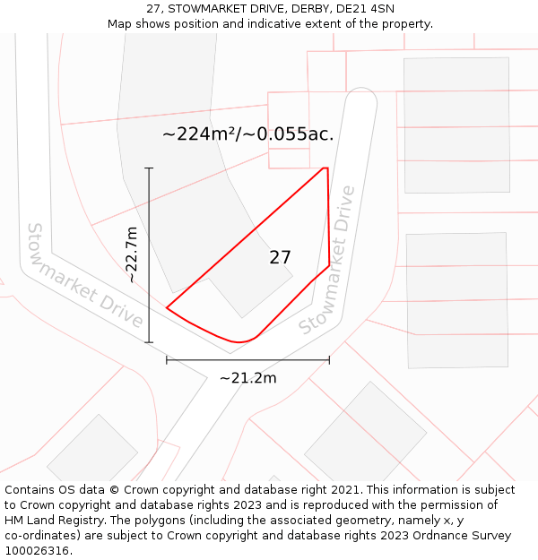 27, STOWMARKET DRIVE, DERBY, DE21 4SN: Plot and title map