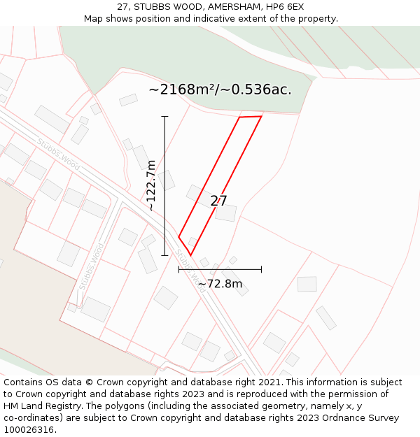 27, STUBBS WOOD, AMERSHAM, HP6 6EX: Plot and title map